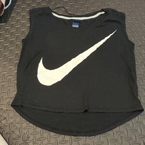 Nike Black Crop Tank with White Swoosh Logo